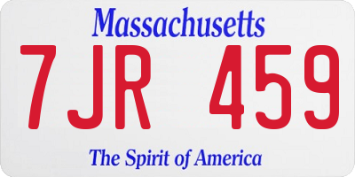 MA license plate 7JR459