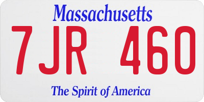 MA license plate 7JR460