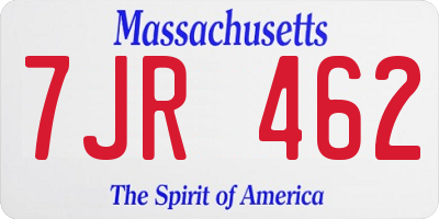 MA license plate 7JR462