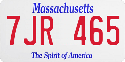 MA license plate 7JR465