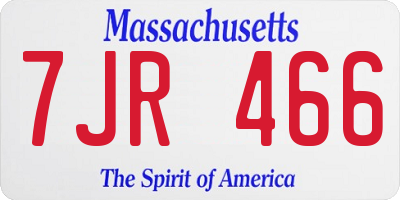 MA license plate 7JR466
