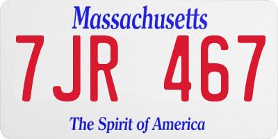 MA license plate 7JR467