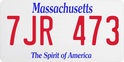 MA license plate 7JR473
