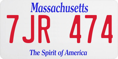 MA license plate 7JR474
