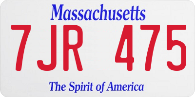 MA license plate 7JR475