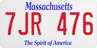 MA license plate 7JR476