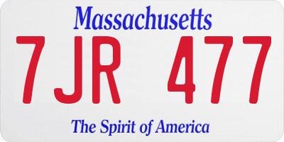 MA license plate 7JR477