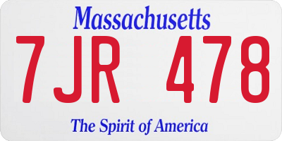 MA license plate 7JR478