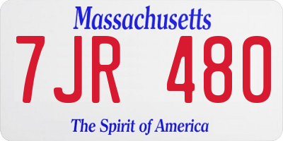 MA license plate 7JR480