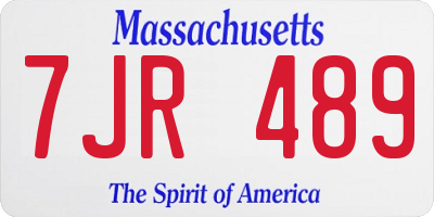 MA license plate 7JR489