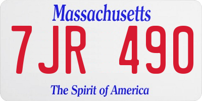 MA license plate 7JR490
