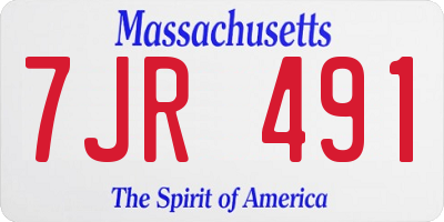 MA license plate 7JR491