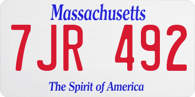 MA license plate 7JR492