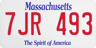 MA license plate 7JR493