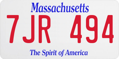 MA license plate 7JR494