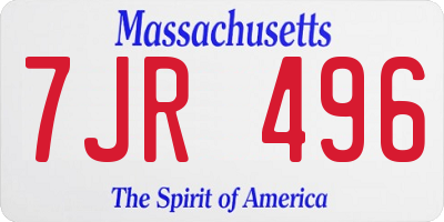 MA license plate 7JR496