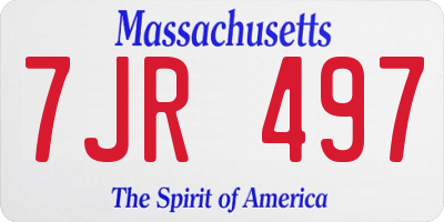 MA license plate 7JR497