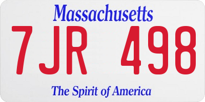 MA license plate 7JR498