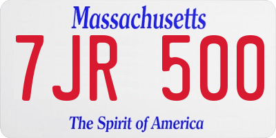 MA license plate 7JR500