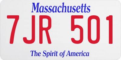 MA license plate 7JR501