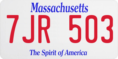MA license plate 7JR503