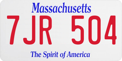 MA license plate 7JR504