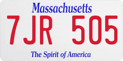 MA license plate 7JR505