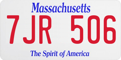 MA license plate 7JR506