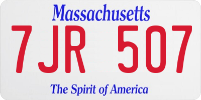 MA license plate 7JR507