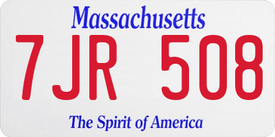 MA license plate 7JR508