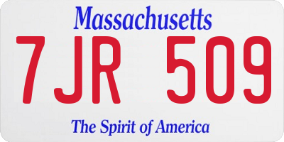 MA license plate 7JR509