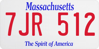 MA license plate 7JR512