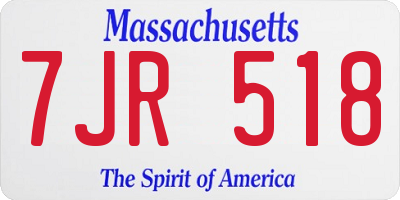 MA license plate 7JR518