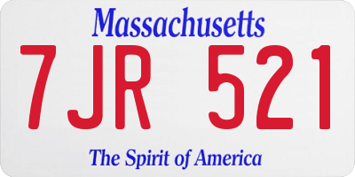 MA license plate 7JR521