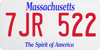 MA license plate 7JR522