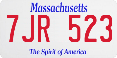 MA license plate 7JR523