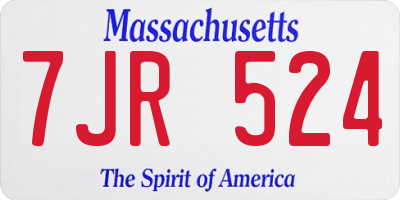 MA license plate 7JR524