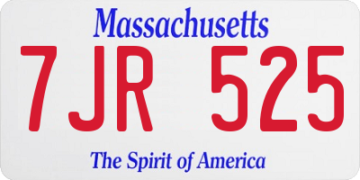 MA license plate 7JR525