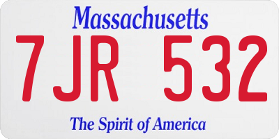 MA license plate 7JR532
