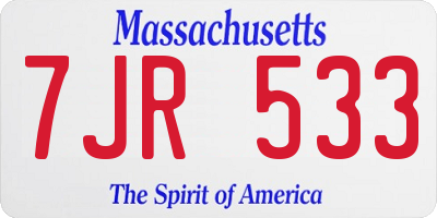 MA license plate 7JR533