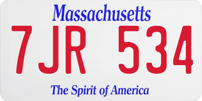 MA license plate 7JR534