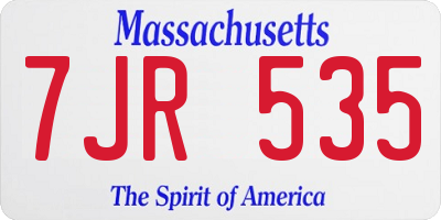 MA license plate 7JR535