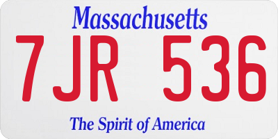 MA license plate 7JR536