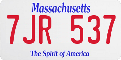 MA license plate 7JR537