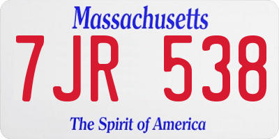 MA license plate 7JR538