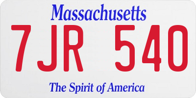 MA license plate 7JR540