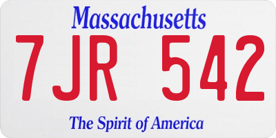 MA license plate 7JR542