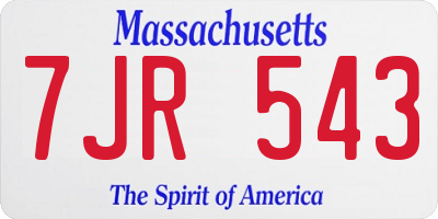 MA license plate 7JR543