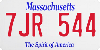 MA license plate 7JR544