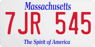 MA license plate 7JR545